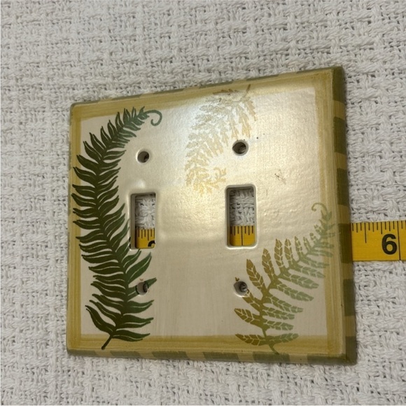 FERN CERAMIC switch plate cover double toggle light switch plate cream green - Picture 10 of 11